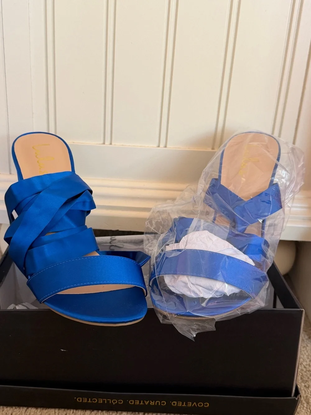 Lulus Alta Blue Satin Lace-Up Heels